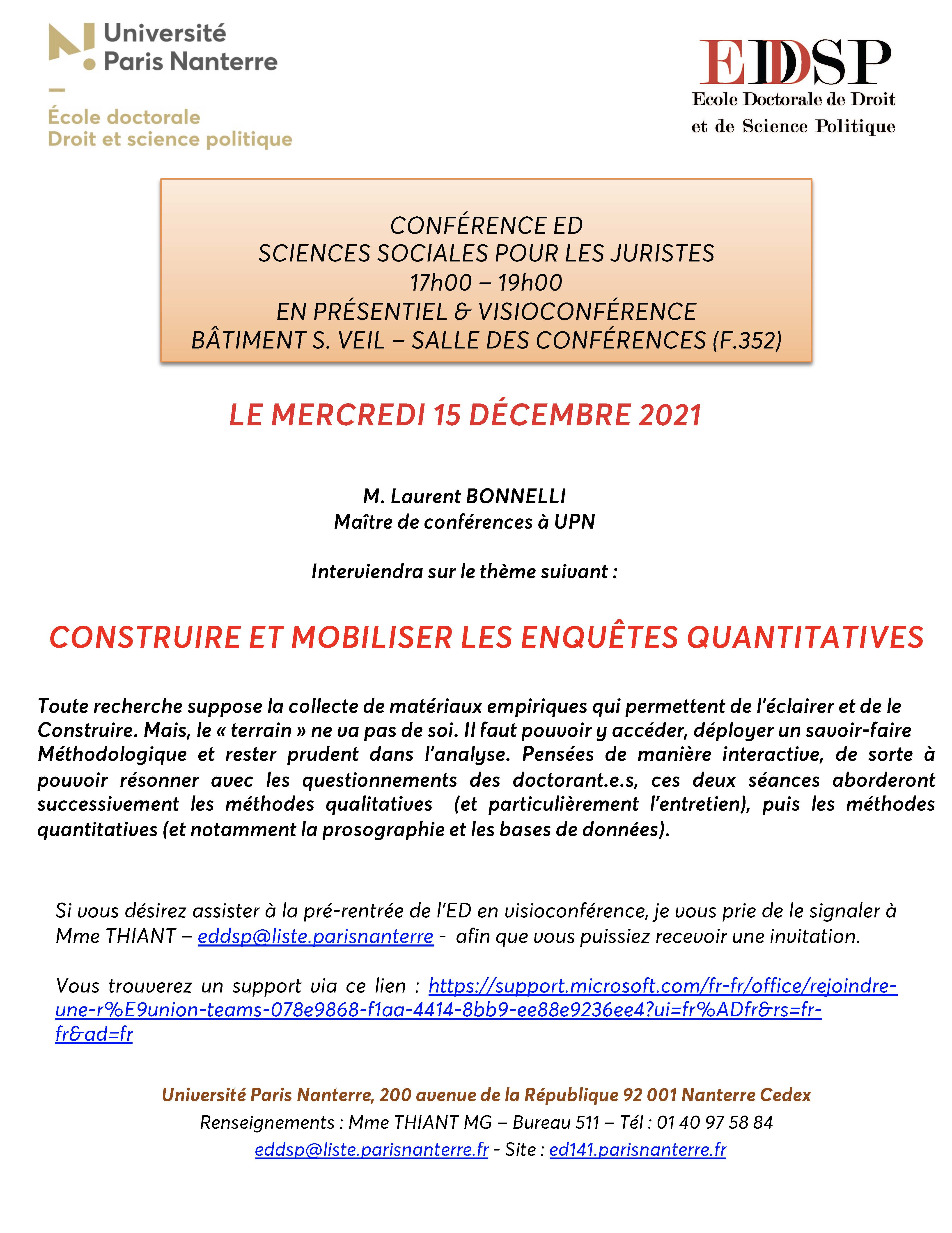 CONSTRUIRE ET MOBILISER LES ENQUÊTES QUANTITATIVES